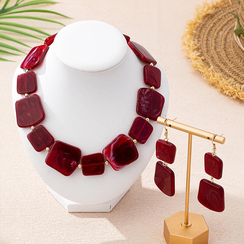 Винтажное Акриловое Ожерелье Преувеличенные Серьги-Подвески для Женщин Аксессуар