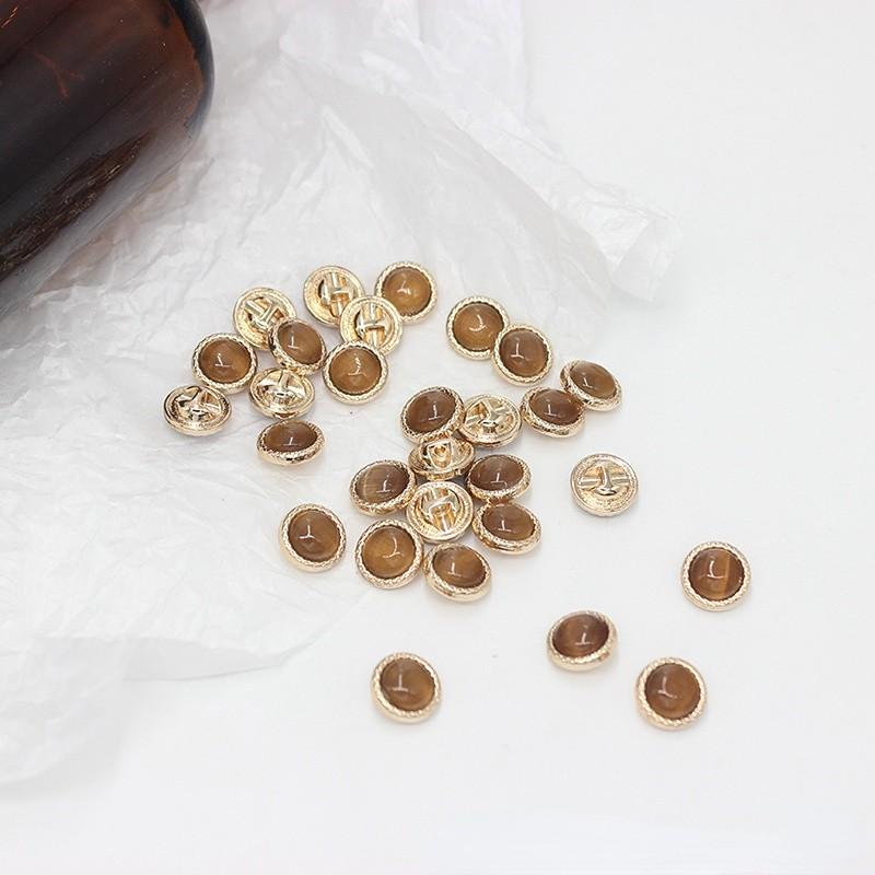 10PCS Gemstone Shank Buttons 11mm Round Metal Glossy Gem Buttons Woman Skirt Coat Buttons Multiple Colors