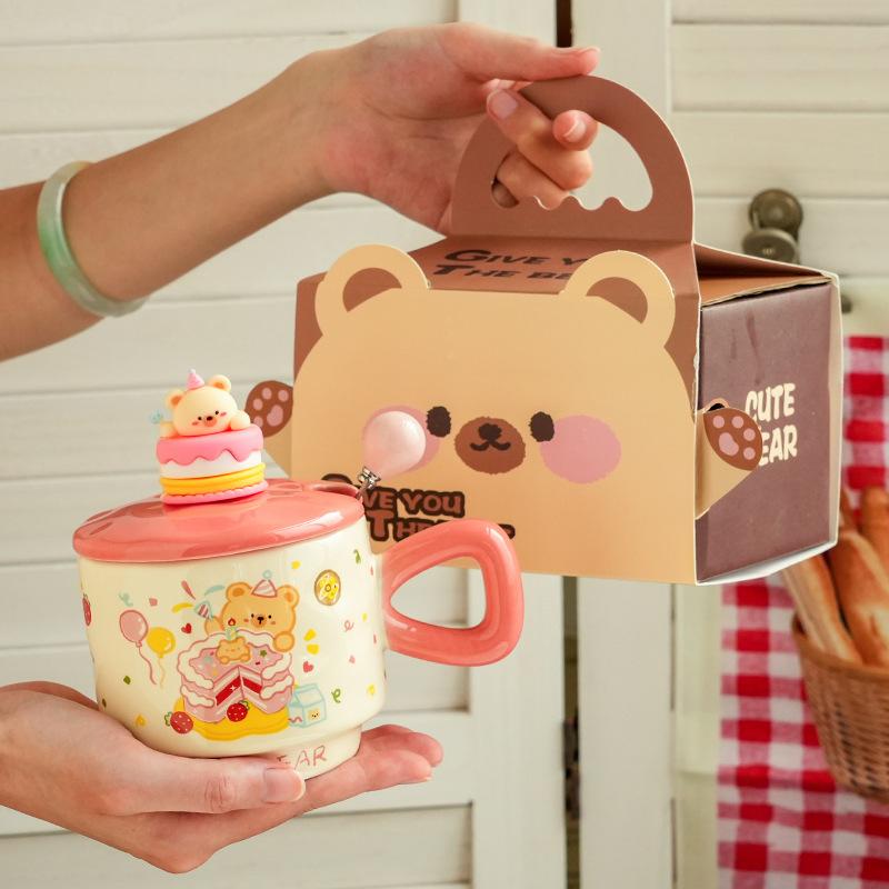 Креативные подарки Торт на день рождения Керамическая чашка Детский студенческий праздничный подарок Милая кружка Бытовая чайная чашка Чашка для воды