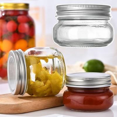 С крышками обычного горлышка банки Мейсона с серебристыми крышками многоразовые перерабатываемые круглые прозрачные стеклянные банки для консервирования пищевого качества