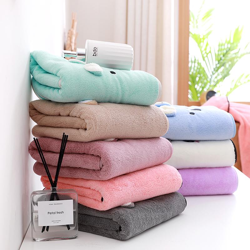 Быстросохнущее полотенце для купания с милым мультяшным принтом для младенцев - мягкое, впитывающее, толстое, коралловый флис