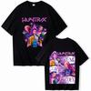 KPop Demon Hunters Cartoon Peripheral Printed Cotton T-shirt Comfortable Soft Women Casual Round Neck Short Sleeved T-shirt
