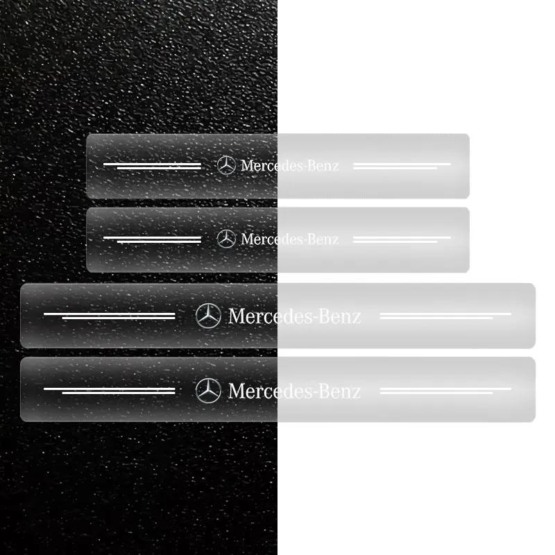 AABIG1 4PCS Car Threshold Protector Transparent Decorative Badge Sticker For Mercedes Benz E260 E200 E300 W205 W212 W166 W176 W242