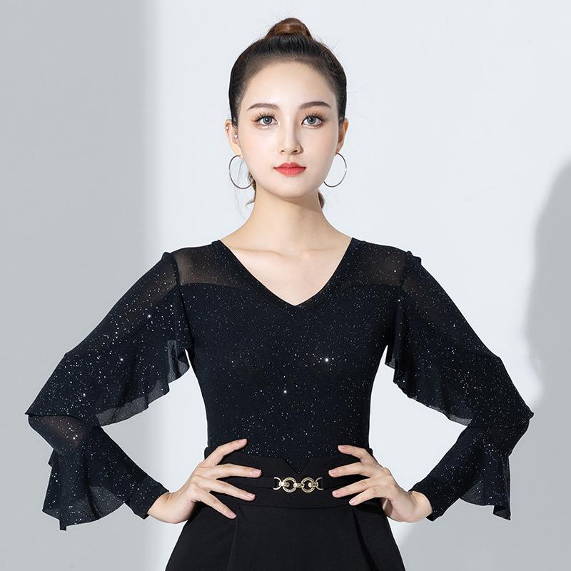 Женский комбинезон для латиноамериканских танцев с длинными рукавами - современный, национальный стандарт, одежда для выступлений на осень/зиму