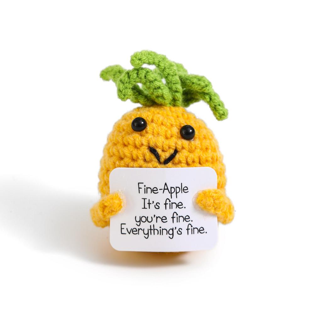 Positive Crochet Potato Doll with Card Handmade Knitted Emotional Support Hug Pocket Cucumber Ornament Room Decor Christmas Gift