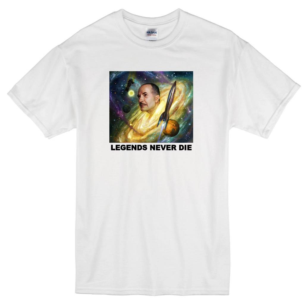 ROBERT HEINLEIN "LEGENDS NEVER DIE" STARSHIP TROOPERS SCI-FI NOVEL WHITE T-shirt