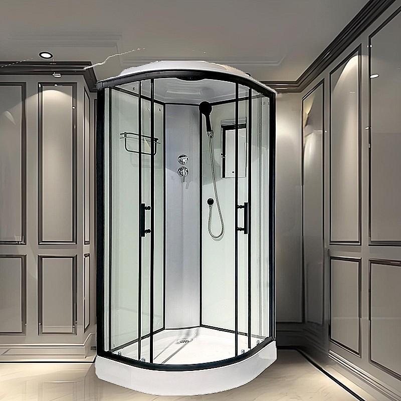 Arc-Shaped Integrated Shower Room with Warm Air and Water Barrier