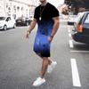 3D Men's Gradient T-shirt Shorts Sportswear Men 2 Pieces Fashion Clothing 2025 New Men's Clothing Jogging Suit