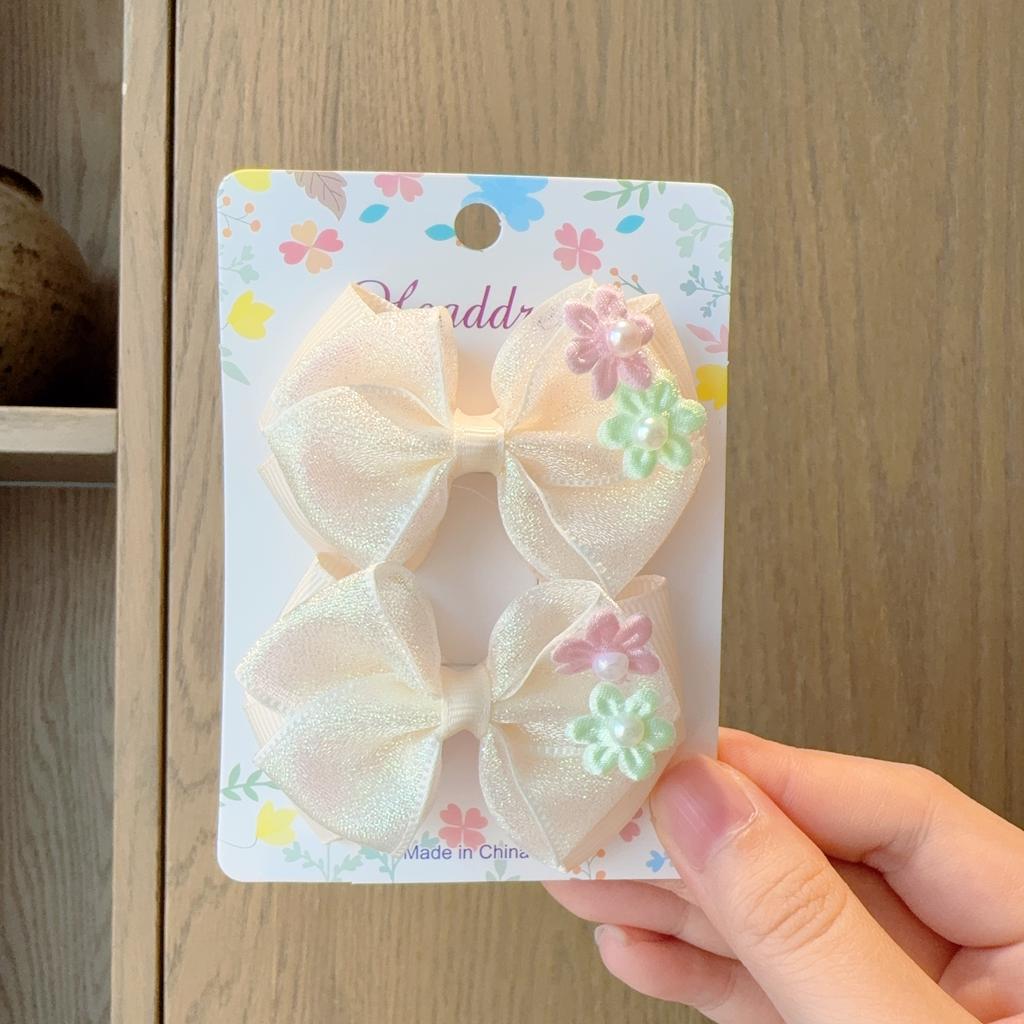 2Pcs/set New Cute Fashion Shiny Flowers Bow Lovely Girls Hairpins Children Headwear Hairgrip Hair Clips Hair Accessories Gift