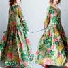 Women's Long Skirt Retro Large Flower Oversized Swing Floor Length Dress