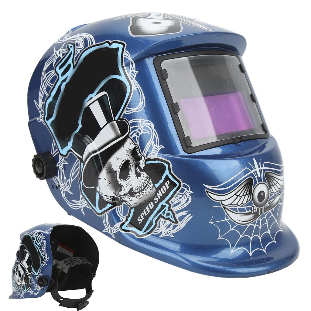 Auto Darkening Welding Helmet LCD True Color Protective Adjustable Blue Gentleman Skull Style