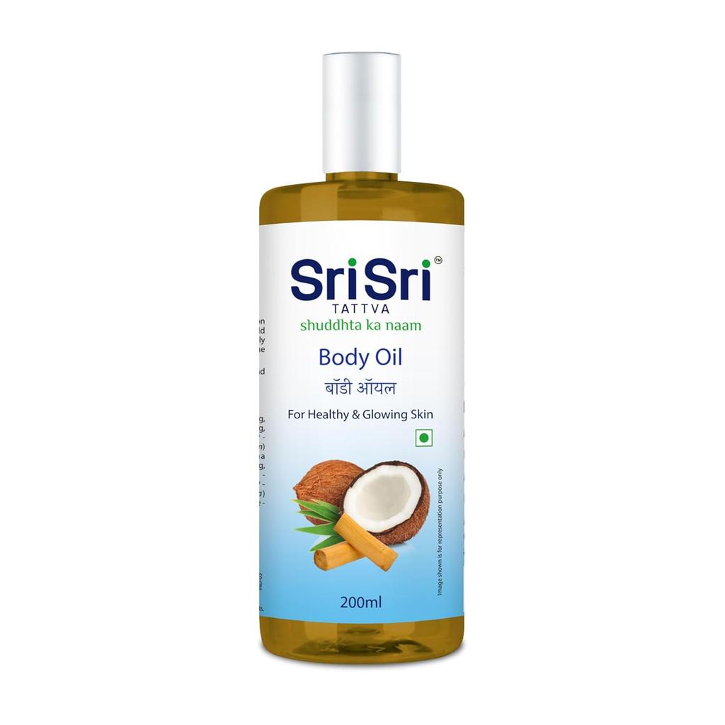 Sri Sri Tattva Body Oil 200ml X Pack of 5 Cooling Herbal Massage Oil for Smooth Skin