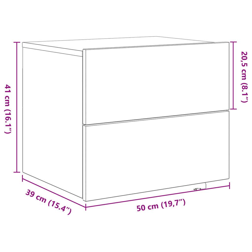 LED Wand-Nachttisch, Stauraum-Schublade, 50x39x41 cm