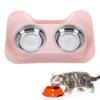 Pet Dog Bowls Stainless Steel Cute Shape Leak Proof Smooth Inner Easy Clean Double Dog Bowl for Cats Pink