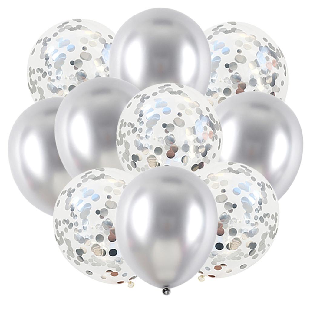 10PCS Gold Silver Metal Latex Confetti Balloons Baby Shower Wedding New Year Birthday Party Decorations Matte
