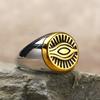 Fashion Retro Devil's Eye Men's Stainless Steel Ring Vintage Personalised Titanium Jewellery Accessories Two Colours Splicing Design Boy Finger Ring