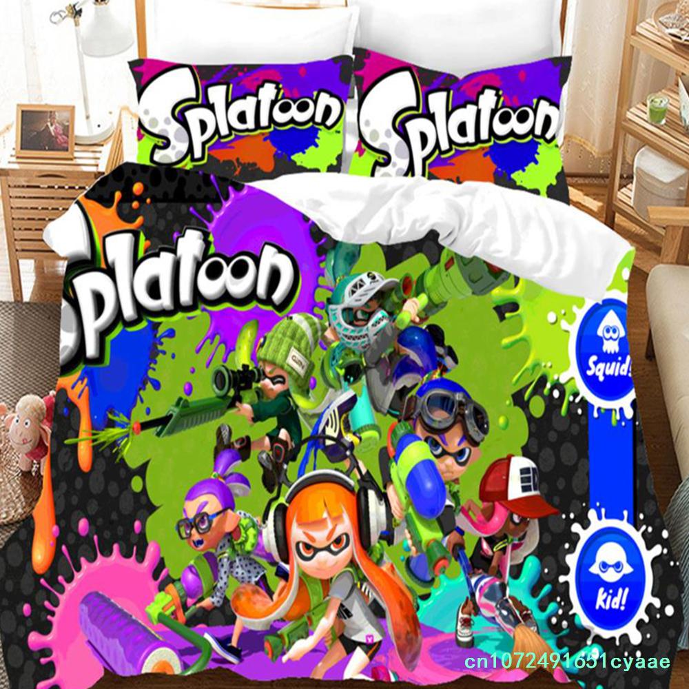 Постельное белье Splatoon Односпальное Двуспальное Полное Queen King Размер Кавайное Набор для кровати Мальчики/Девочки Взрослые Спальня Мальчика Комплекты с пододеяльником 3D Печать