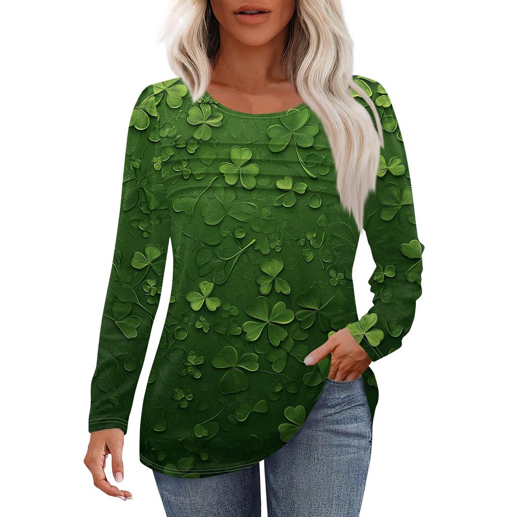 Женский свободный повседневный топ с круглым вырезом и длинными рукавами, модный топ