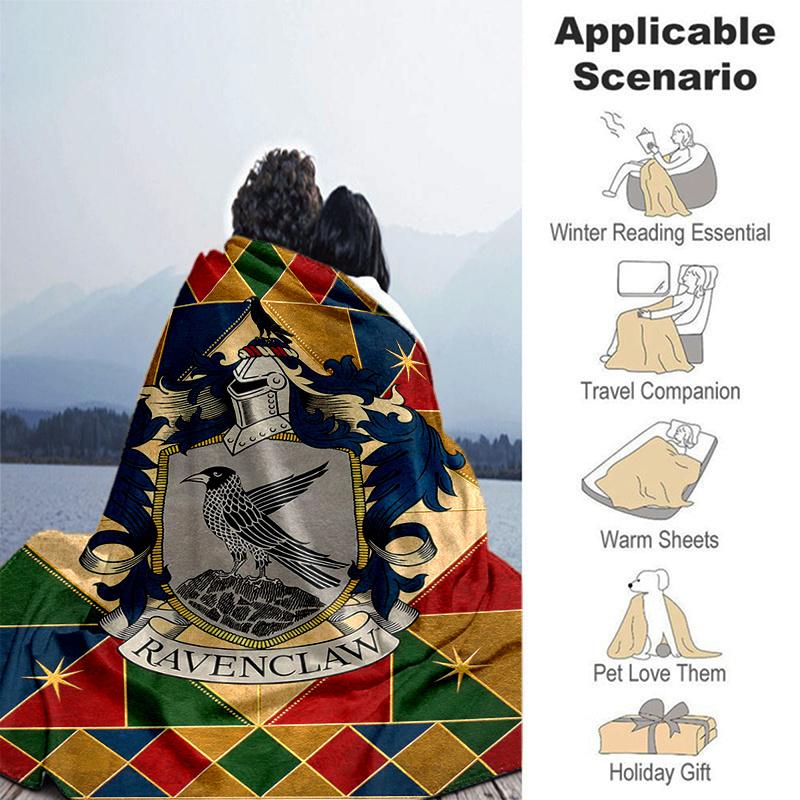 Ravenclaw House Crest Poster - Hogwarts School of Witchcraft and Wizardry DecorPrint Blanket, Soft Blanket For Sofa Office Bed And Travellin