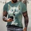 Funny 3D Cat Print T Shirt For Men Street Trend Hip Hop Clothing Casual O-neck Short Sleeve T-Shirt Fashion Loose Summer Tops