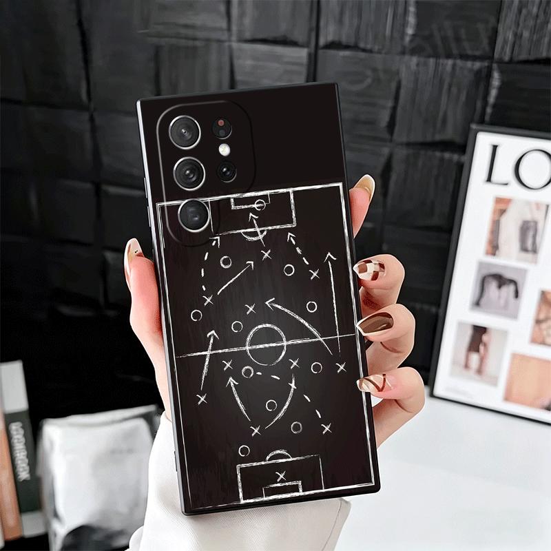 Футбольные тактики Время Мягкий чехол для телефона Samsung Galaxy S26 S25 Edge S24 Ultra S23 Plus S22 S21 FE S20 Черная задняя крышка
