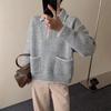 Autumn 2024 Retro Lace Polo Knit Sweater: Japanese Contrast Color, Versatile & Casual