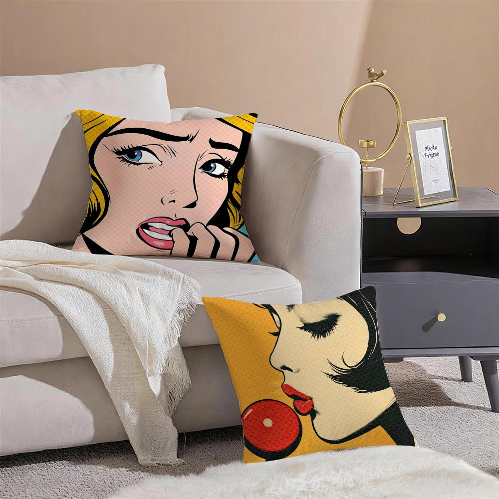 Classic Pop Art American Art RRoy Lichtenstein Cushion Cover Throw Pillow Cover Hidden Button Durable Polyester Chair Cushion