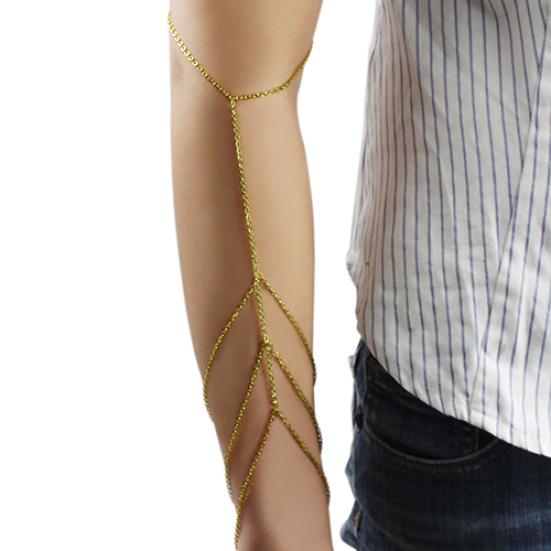 Women Layered Upper Arm Shoulder Slave Harness Chain Armband Cuff Armlet Bracelet