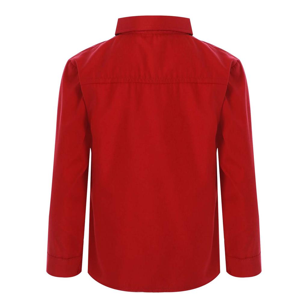 Рубашка плательная с длинным рукавом для мальчиков, повседневная однотонная с воротником на пуговицах