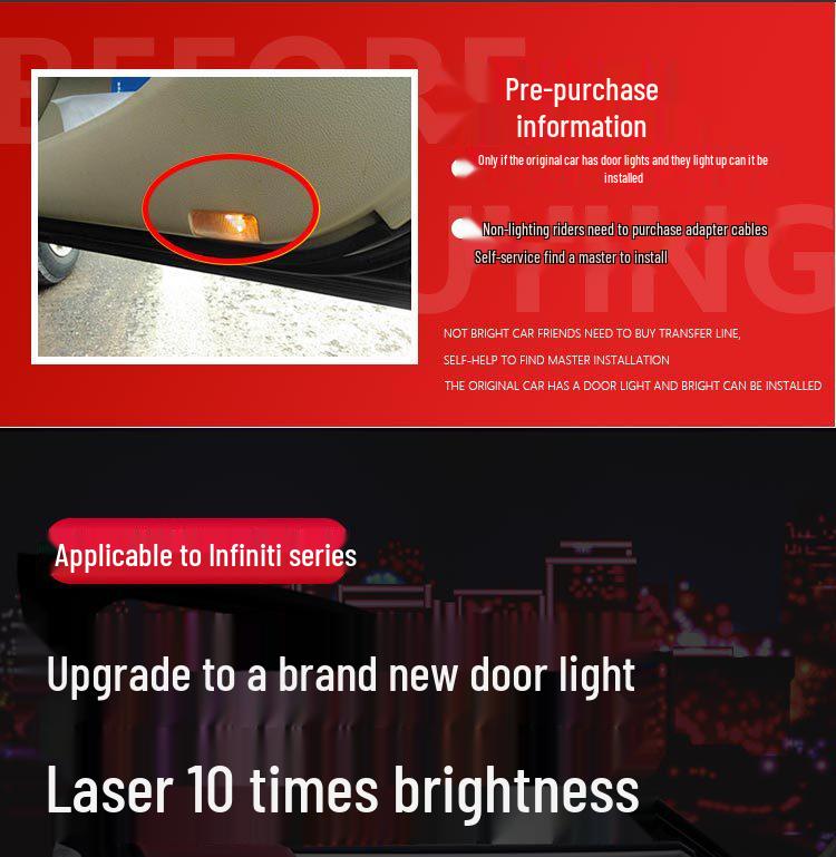 Приветственные проекторы для дверей Infiniti: Совместим с моделями Q50L, Q70L, QX60, QX50, G25, FX35