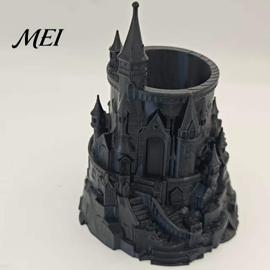 Unique Pen Stand Castle Shape Holder, 3D Printed Desk Organizer for Pens, Pencils, Magic Decor Makeup Brushes, Decorative Pencil Storage Cup