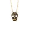 [R1155] - Gold Plated 'Skull' Necklace Black Gold - 16x11 Mm