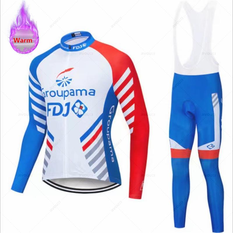 2025 Fdj Winter Thermal Fleece Cycling Jersey Set Sports Team Bike Suit Mountian Bicycle Clothing Ropa Ciclismo Invierno Hombre