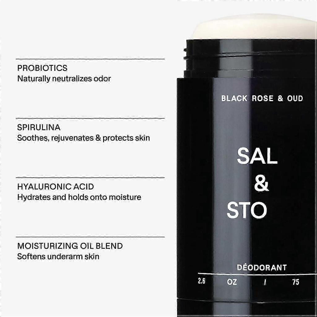 Salt # Stone Unisex Black Oud Extra_Strength Aluminum-Free Deodorant # Black&White