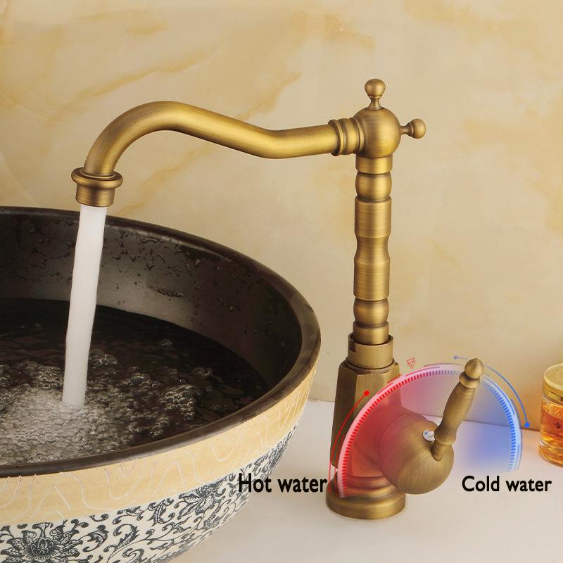 Смеситель для раковины Хром Смесители горячей и холодной воды Антикварный смеситель для раковины Краны Раковина Вращающийся на 360 градусов смеситель