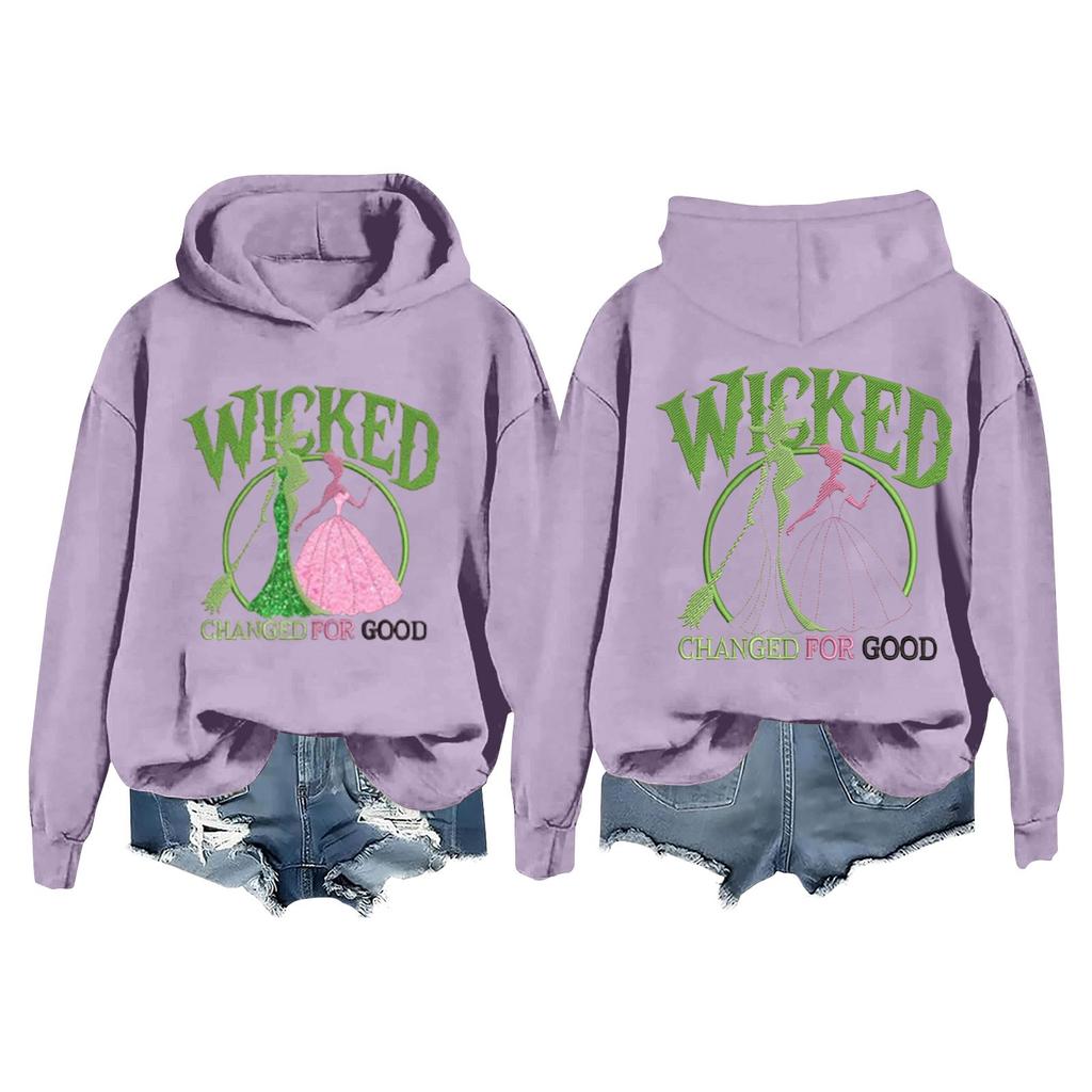 Женская повседневная толстовка с капюшоном и принтом ведьмы с длинными рукавами