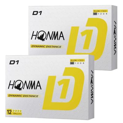 Дюжина мячей для гольфа Honma Golf D1, модель 2024 года BT2401, желтые, в комплект входит карточка магазина официально лицензированных мячей [2 комплекта] (24 мяча) оригинал
