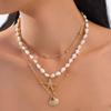 Модное многослойное колье с подвеской в ​​виде ракушки для женщин, в стиле отпуска, цепочка ручной работы для ключицы.