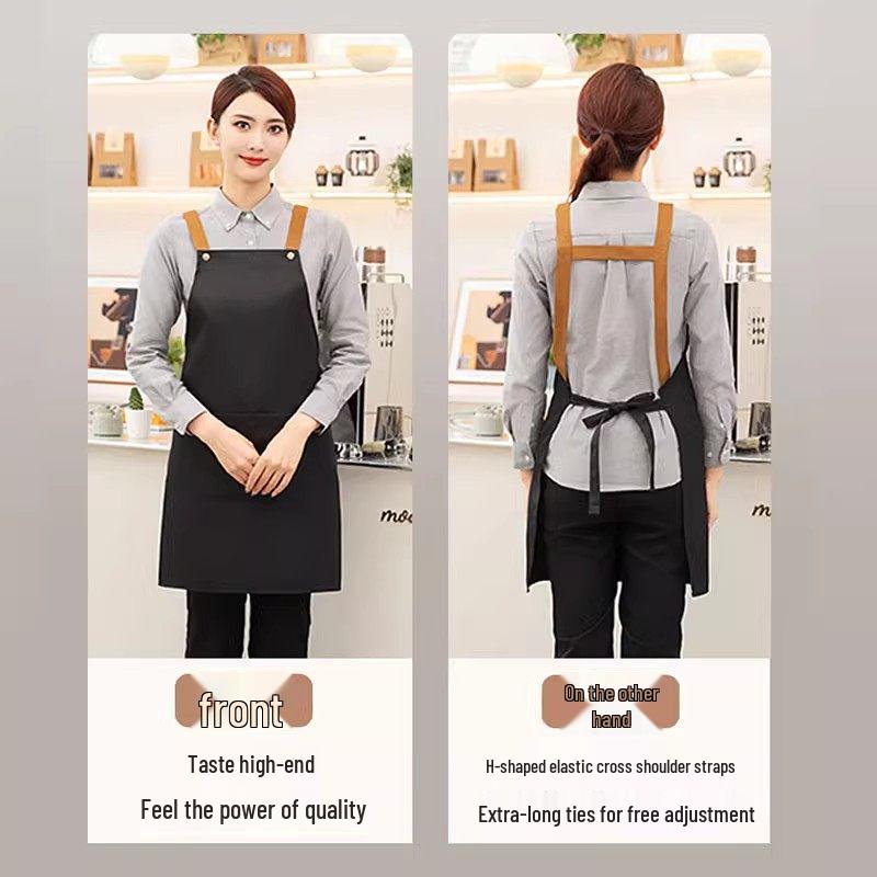 Водонепроницаемый фартук из холста с принтом логотипа для женщин - Идеально подходит для работников магазинов молочного чая и кофе