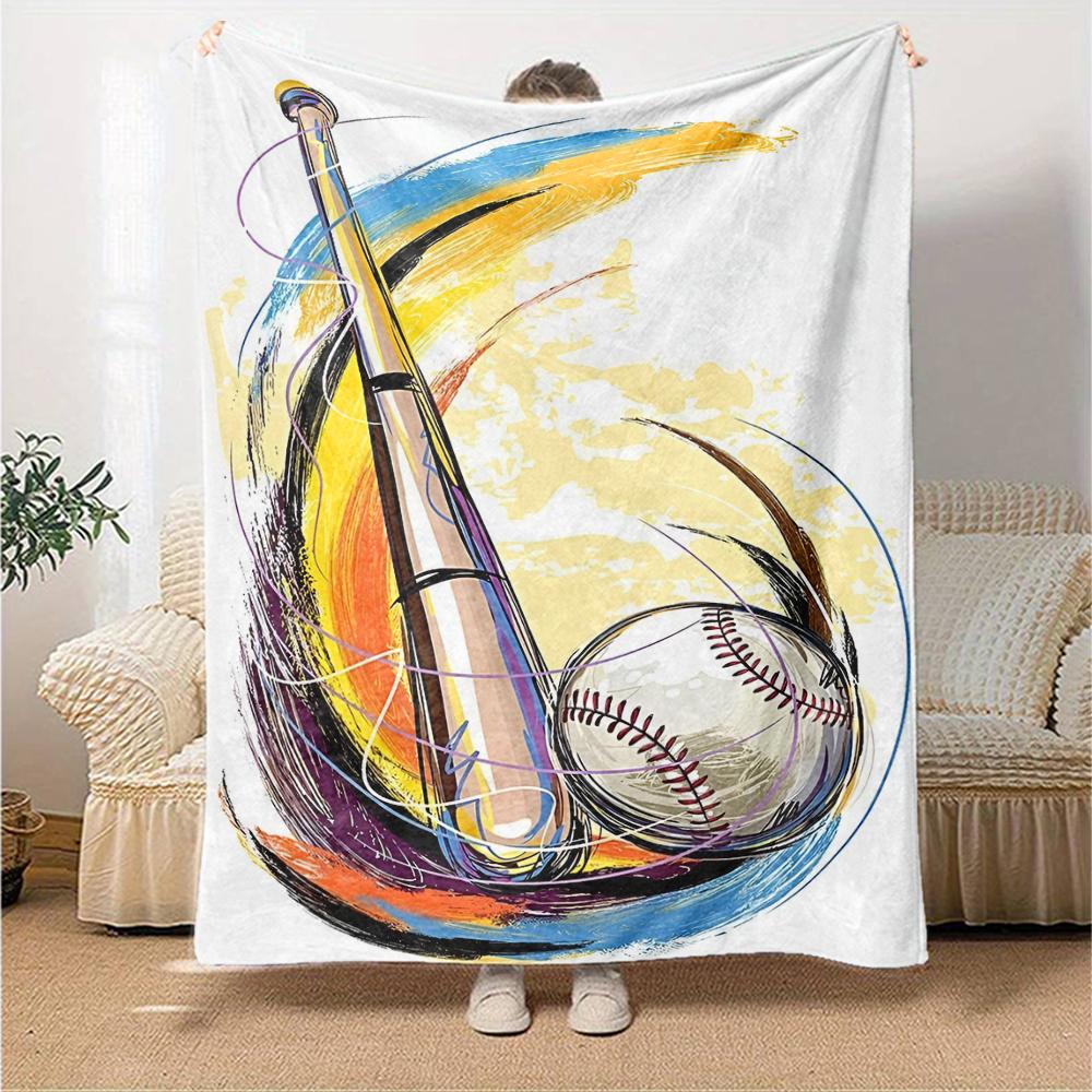 Baseball Theme Printed Blanket - Perfect for Couch, Bed, Travel & Outdoor Use | Machine Washable, Cozy & Durable.