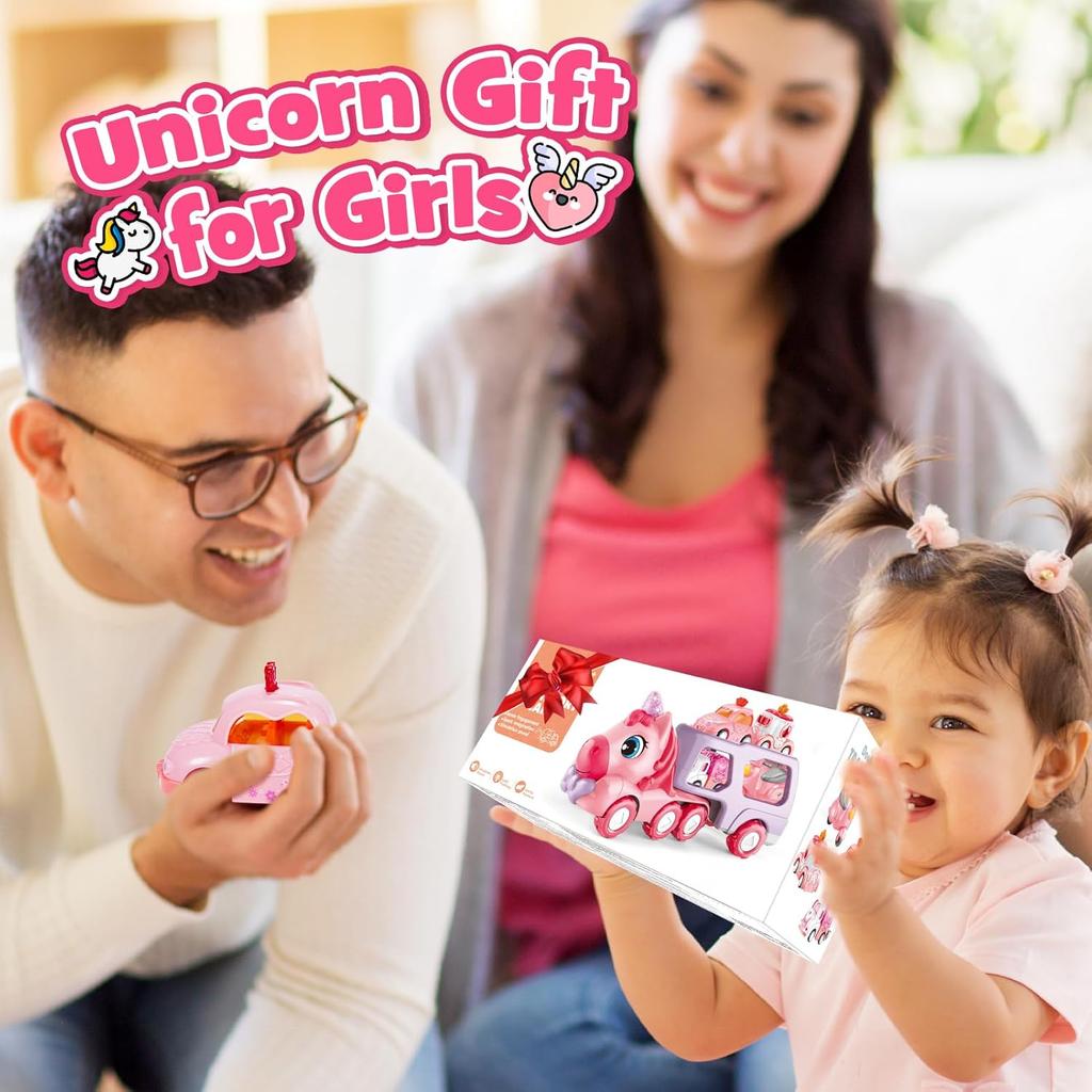 Игрушки для девочек 1 2 3 лет, Подарки для девочек 1 2 лет 5 в 1 Машинки для девочек для малышей 1-3 Игрушка-единорог Игрушки для маленьких девочек Возраст 2-3 Подарки на день рождения для