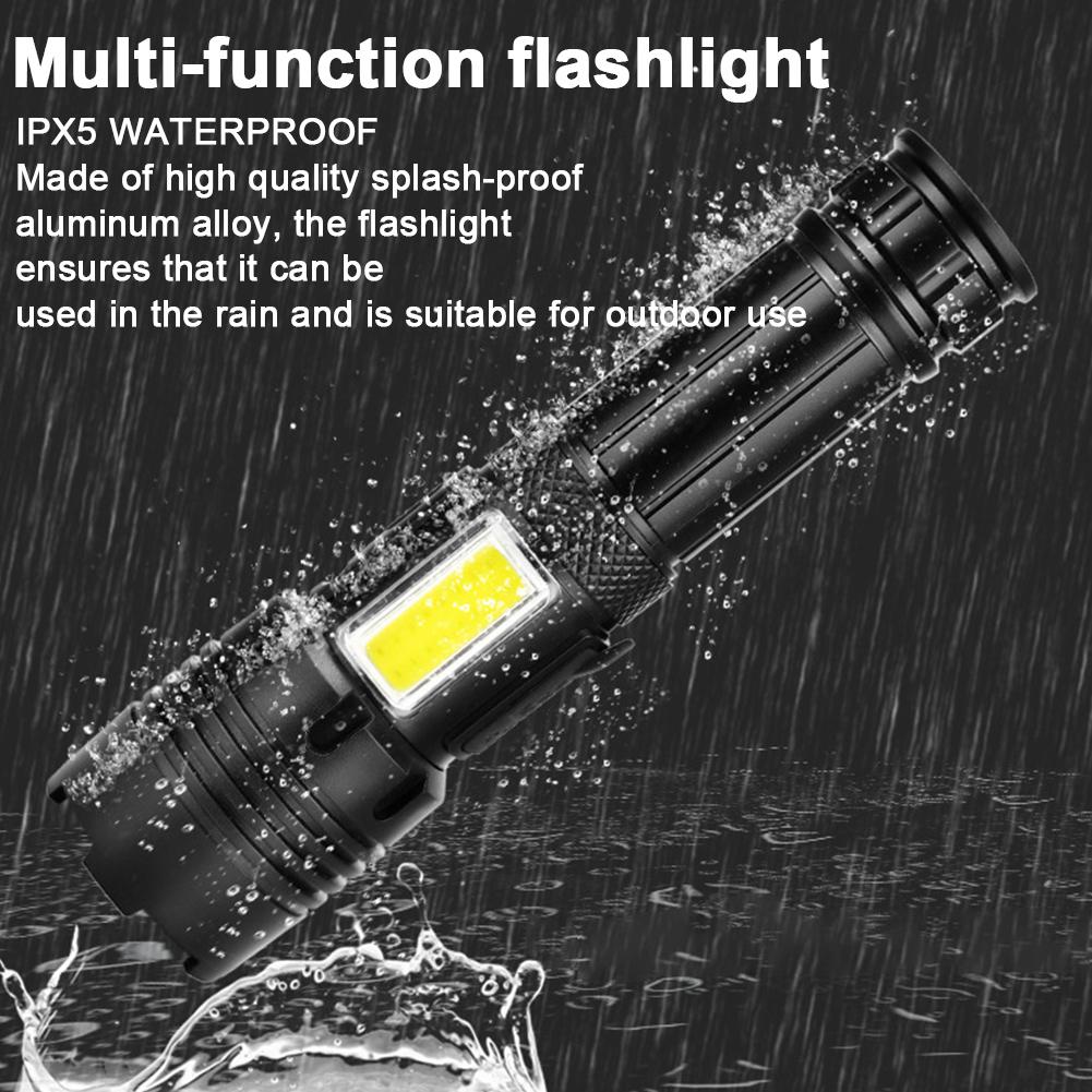 LED Super Bright Torch IPX5 Waterproof Rechargeable Handheld Flashlight Type-C Pocket Flash Light for Camping Hiking Emergencies