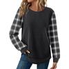 Женский повседневный топ свободного кроя с круглым вырезом и длинными рукавами в клетку