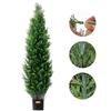 2 Pack 5' Artificial Cedar Topiary Tree Faux Plant UV Decor In/Outdoor