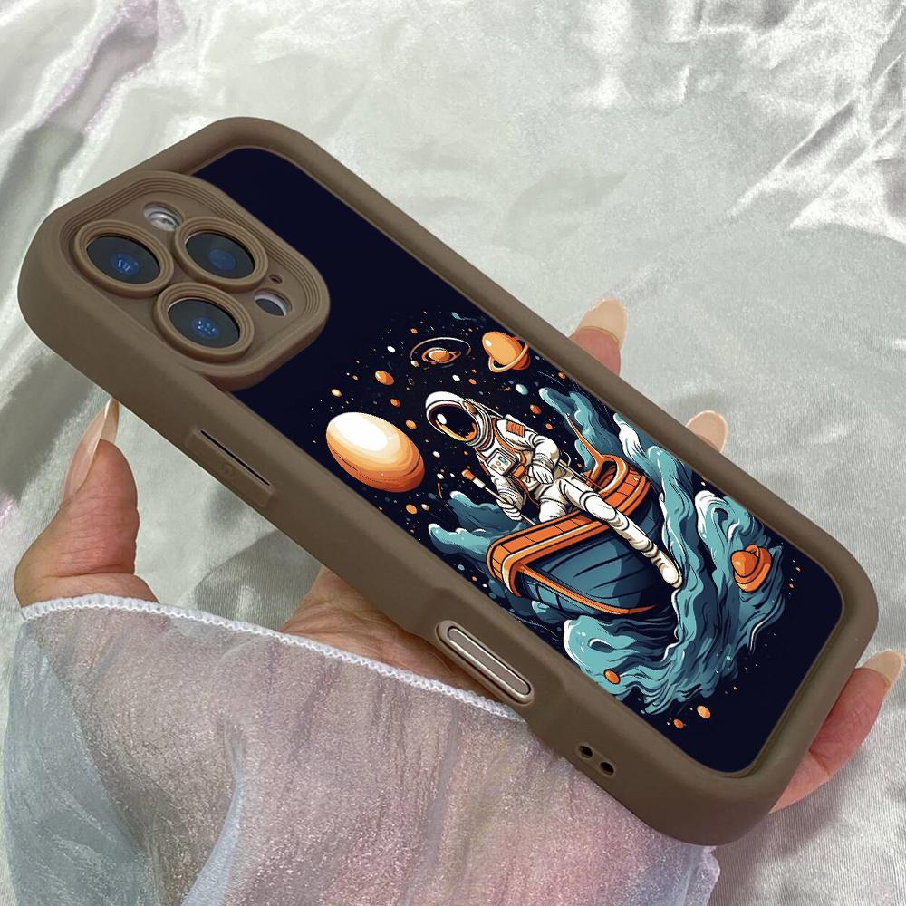 JT36 Астронавт в лодке Realme 14 15 Huawei Honor 70 90 Infinix Tecno itel Motorola Google Все модели Ангельские глазки Мягкий ТПУ Чехол для телефона