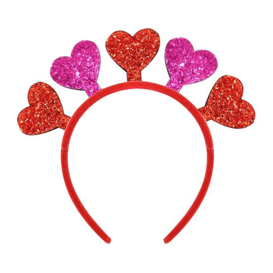 Повязка на голову на День святого Валентина, блестящая, красная, розовая, с сердечком, повязка для волос, блестящая, милая, аксессуары для волос на уши для Валентина