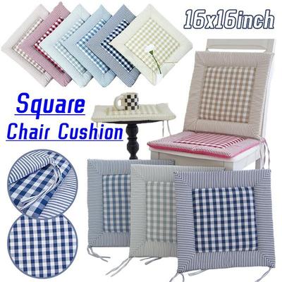 1 шт., квадратная клетчатая подушка с завязками, 16x16 дюймов, подушка для сиденья, напольная подушка для дома и улицы, столовой, сада, патио, дома и офиса