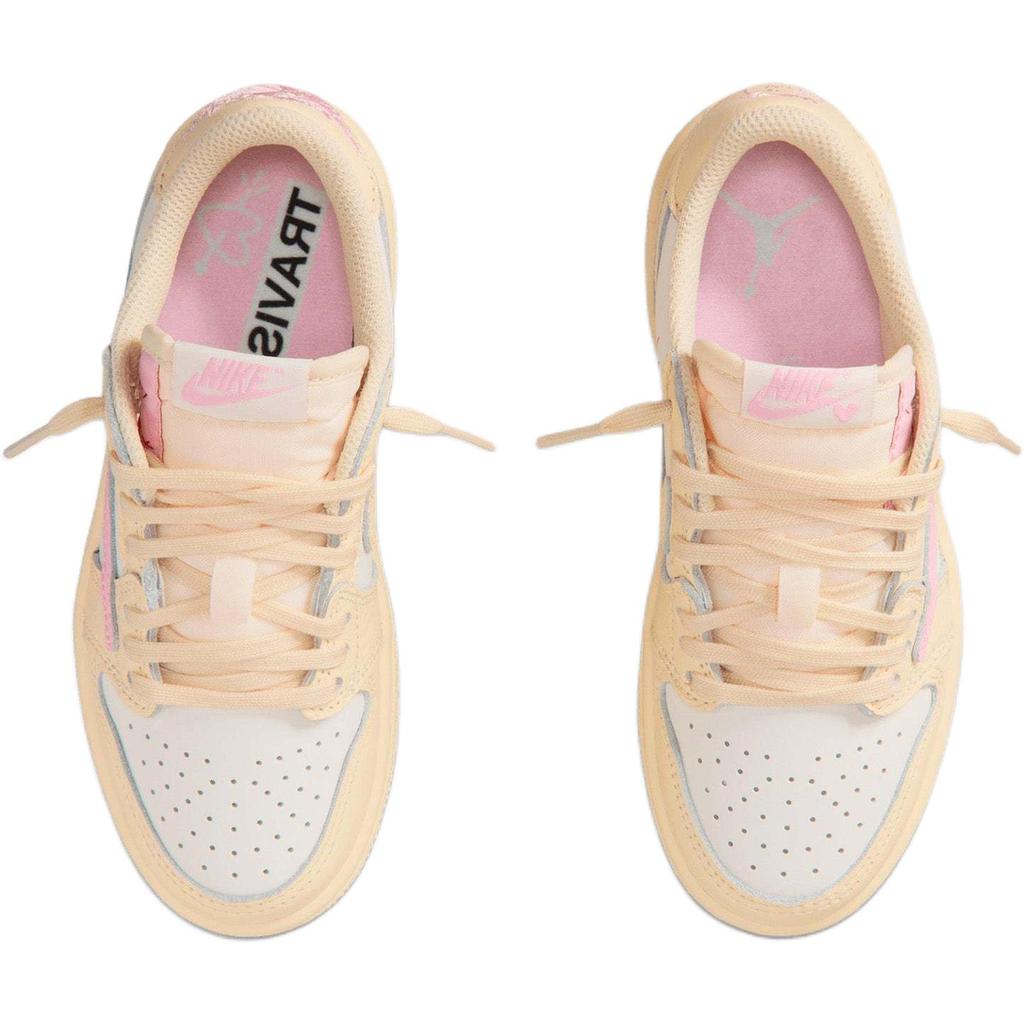 Кроссовки Travis Scott x Air Jordan 1 Low OG SP PS Shy Pink для детей Muslin Sail University-Red IQ7605-100