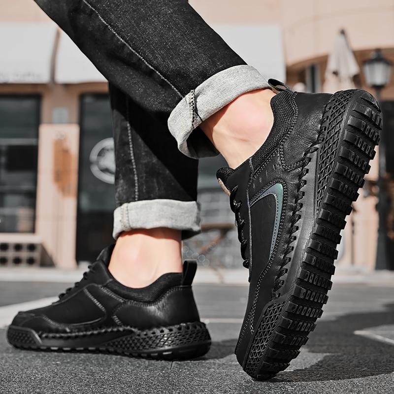 Fashion Stylish Mens Casual Leather Sneakers Classic Men's Masculino Leisure Walk Trainers Lace-Up Men Outdoor Handmade Treking Footwear