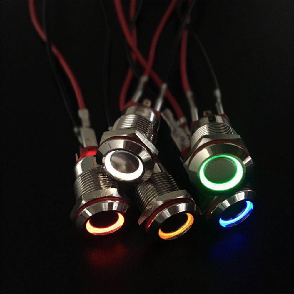Yellow White ON/OFF 3V 5V 9V 12V 24V 110V 220V Momentary/Latching 12mm LED Metal Button Switch